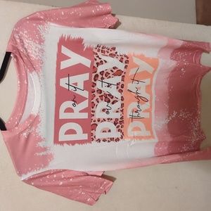 Dear lover purple Pray Color block Leopard Bleached tee short sleeve